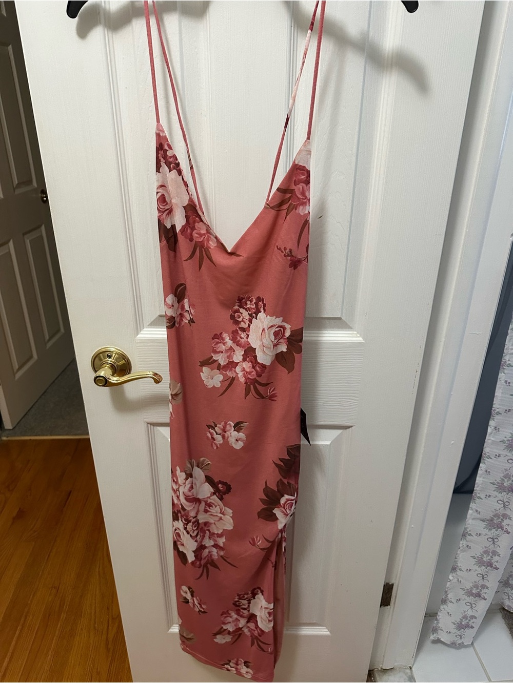 Lulus Floral Slip Midi Dress in Dusty Rose NWT